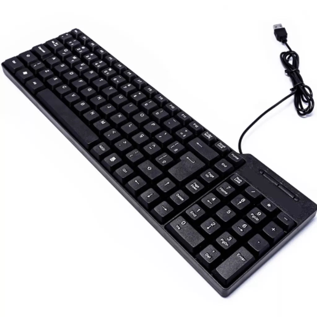 Teclado e Mouse Basico Com Fio Computador + Caixa De Som Pc + Mousepad Kit