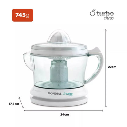 Espremedor de frutas 1,25L dupla rotação Power Turbo Citrus E-01 Mondial