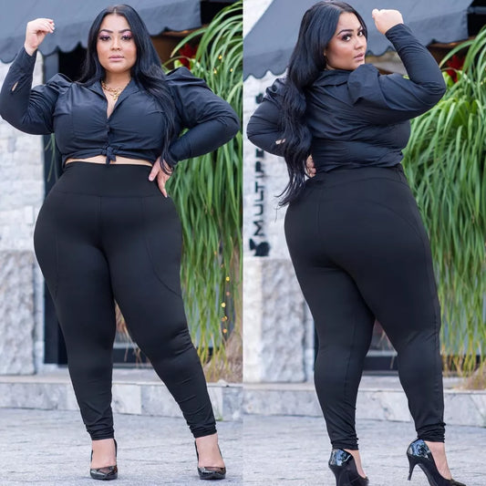 Calça Legging Plus Size Grossa Levanta Bumbum Cintura Alta Fitnes Academia G ao G4